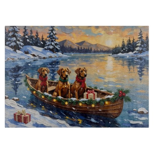 Rhodesian Ridgeback Kerstboot Vakantie Snijplank (Voorkant)