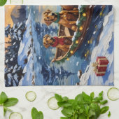 Rhodesian Ridgeback Kerstboot Vakantie Theedoek (Gevouwen)