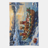 Rhodesian Ridgeback Kerstboot Vakantie Theedoek (Verticaal)