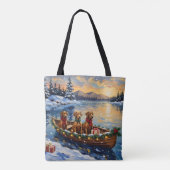 Rhodesian Ridgeback Kerstboot Vakantie Tote Bag (Achterkant)