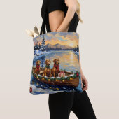 Rhodesian Ridgeback Kerstboot Vakantie Tote Bag (Dichtbij)