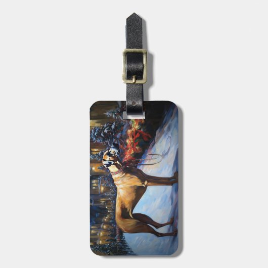 Rhodesian Ridgeback Kerstfeest Seizoen Bagagelabel (Voorkant verticaal)