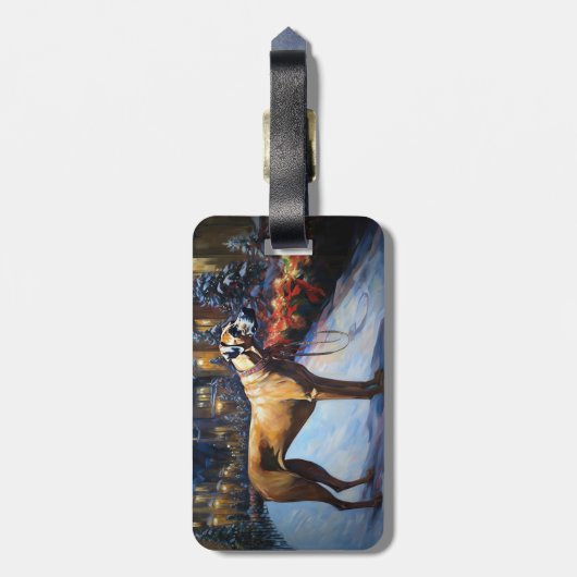 Rhodesian Ridgeback Kerstfeest Seizoen Bagagelabel (Achterkant verticaal)