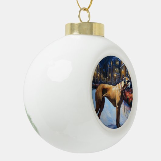 Rhodesian Ridgeback Kerstfeest Seizoen Keramische Bal Ornament (Links)