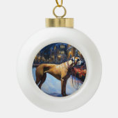 Rhodesian Ridgeback Kerstfeest Seizoen Keramische Bal Ornament (Voorkant)