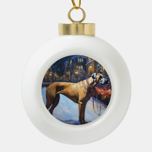 Rhodesian Ridgeback Kerstfeest Seizoen Keramische Bal Ornament (Voorkant)