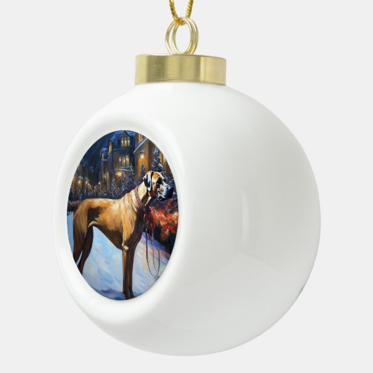 Rhodesian Ridgeback Kerstfeest Seizoen Keramische Bal Ornament (Rechts)