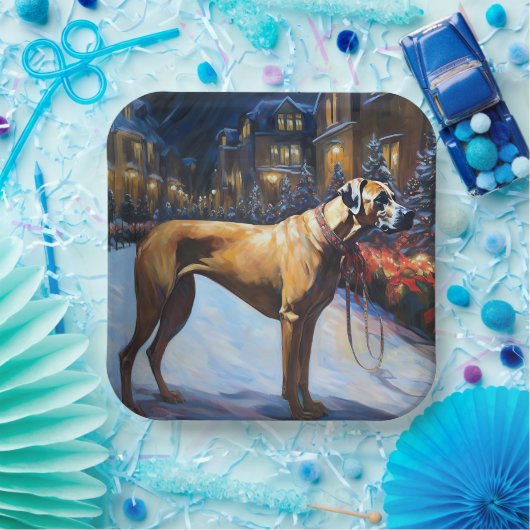 Rhodesian Ridgeback Kerstfeest Seizoen Papieren Bordje (Feest)