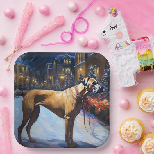 Rhodesian Ridgeback Kerstfeest Seizoen Papieren Bordje (Feest)