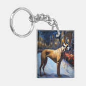 Rhodesian Ridgeback Kerstfeest Seizoen Sleutelhanger (Voorkant Links)