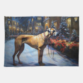 Rhodesian Ridgeback Kerstfeest Seizoen Theedoek (Horizontaal)