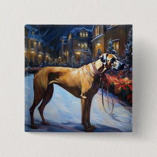 Rhodesian Ridgeback Kerstfeest Seizoen Vierkante Button 5,1 Cm
