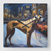 Rhodesian Ridgeback Kerstfeest Seizoen Vierkante Klok (Voorkant)
