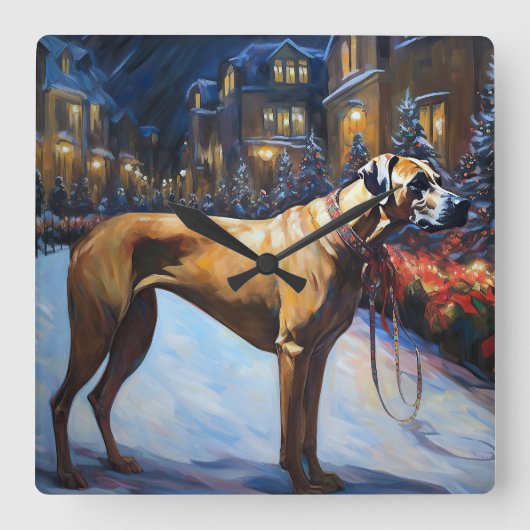 Rhodesian Ridgeback Kerstfeest Seizoen Vierkante Klok (Voorkant)