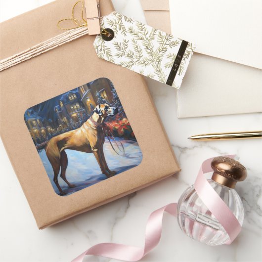 Rhodesian Ridgeback Kerstfeest Seizoen Vierkante Sticker (Geschenken)