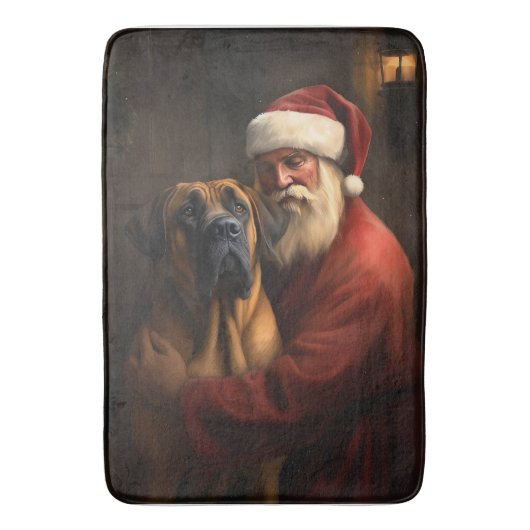 Rhodesian Ridgeback Kerstman Feestelijke Kerstmis Badmat (Voorkant Verticaal)