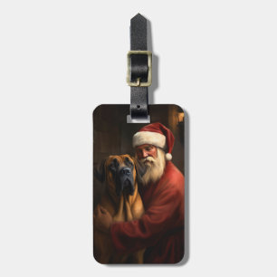 Rhodesian Ridgeback Kerstman Feestelijke Kerstmis Bagagelabel