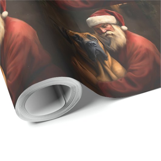 Rhodesian Ridgeback Kerstman Feestelijke Kerstmis Cadeaupapier (Rol Hoek)