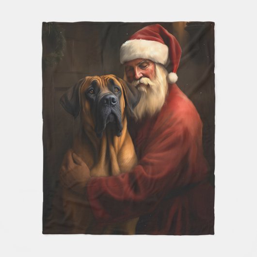 Rhodesian Ridgeback Kerstman Feestelijke Kerstmis Fleece Deken (Voorkant)