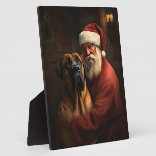 Rhodesian Ridgeback Kerstman Feestelijke Kerstmis Fotoplaat (Zijkant)