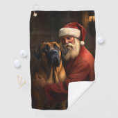 Rhodesian Ridgeback Kerstman Feestelijke Kerstmis Golfhanddoek (Insitu)