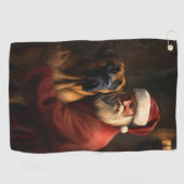 Rhodesian Ridgeback Kerstman Feestelijke Kerstmis Golfhanddoek (Horizontaal)