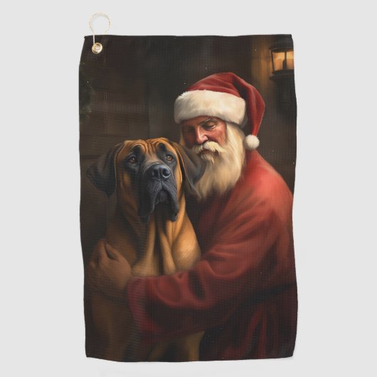 Rhodesian Ridgeback Kerstman Feestelijke Kerstmis Golfhanddoek (Voorkant)