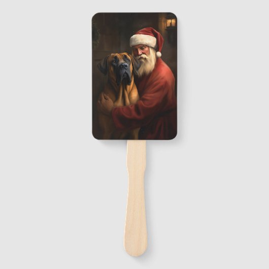 Rhodesian Ridgeback Kerstman Feestelijke Kerstmis Handwaaier (Voorkant)