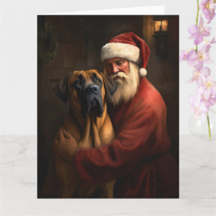 Rhodesian Ridgeback Kerstman Feestelijke Kerstmis Kaart