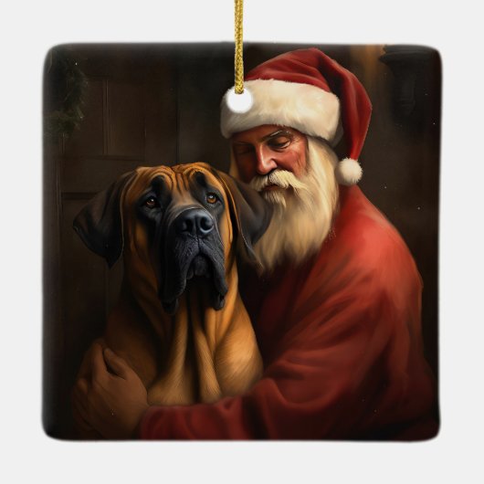 Rhodesian Ridgeback Kerstman Feestelijke Kerstmis Keramisch Ornament (Achterkant)