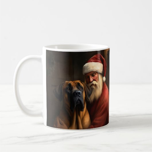 Rhodesian Ridgeback Kerstman Feestelijke Kerstmis Koffiemok (Links)