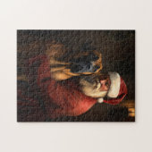 Rhodesian Ridgeback Kerstman Feestelijke Kerstmis Legpuzzel (Horizontaal)