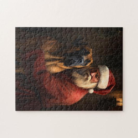 Rhodesian Ridgeback Kerstman Feestelijke Kerstmis Legpuzzel (Horizontaal)