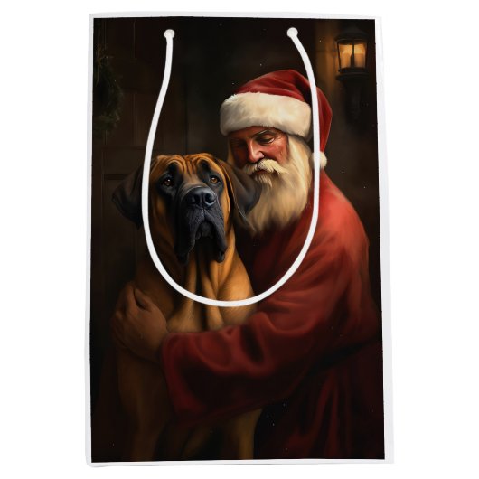 Rhodesian Ridgeback Kerstman Feestelijke Kerstmis Medium Cadeauzakje (Voorkant)