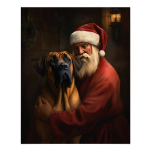 Rhodesian Ridgeback Kerstman Feestelijke Kerstmis Perfect Poster