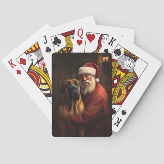 Rhodesian Ridgeback Kerstman Feestelijke Kerstmis Pokerkaarten (Achterkant)
