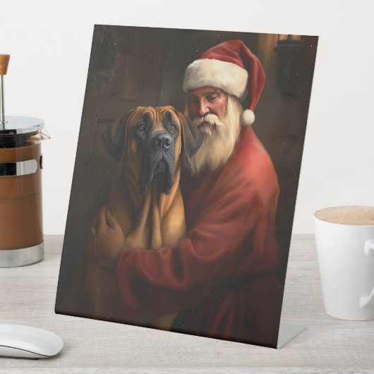 Rhodesian Ridgeback Kerstman Feestelijke Kerstmis Reclamebord Met Voetstuk (Insitu)