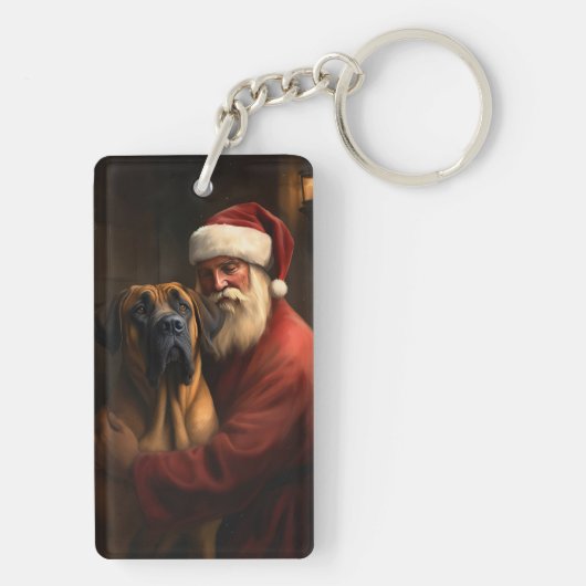 Rhodesian Ridgeback Kerstman Feestelijke Kerstmis Sleutelhanger (achterkant)