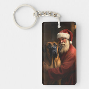 Rhodesian Ridgeback Kerstman Feestelijke Kerstmis Sleutelhanger