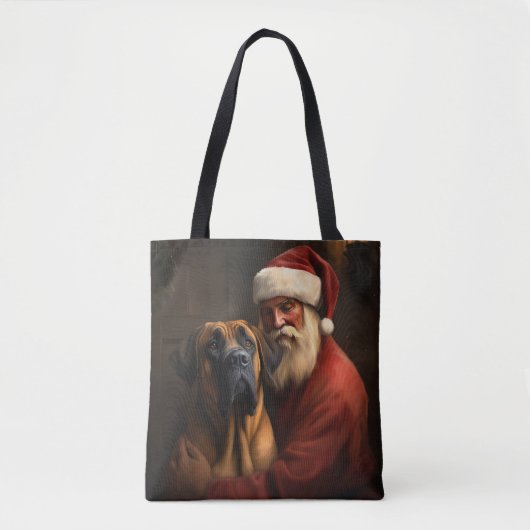 Rhodesian Ridgeback Kerstman Feestelijke Kerstmis Tote Bag (Voorkant)
