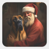 Rhodesian Ridgeback Kerstman Feestelijke Kerstmis Vierkante Sticker (Voorkant)