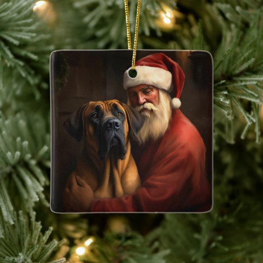 Rhodesian Ridgeback Kerstman Festive Kerstmis Keramisch Ornament (Boom)