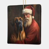 Rhodesian Ridgeback Kerstman Festive Kerstmis Keramisch Ornament (Links)