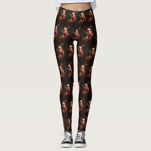 Rhodesian Ridgeback Kerstman Festive Kerstmis Leggings (Voorkant)
