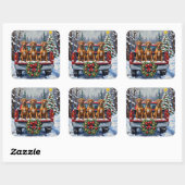 Rhodesian Ridgeback Kerstmis Rode Truck Winter Vierkante Sticker (Vel)