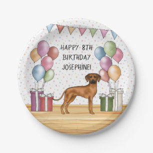 Rhodesian Ridgeback Kleurrijk Pastel Gelukkig Verj Papieren Bordje