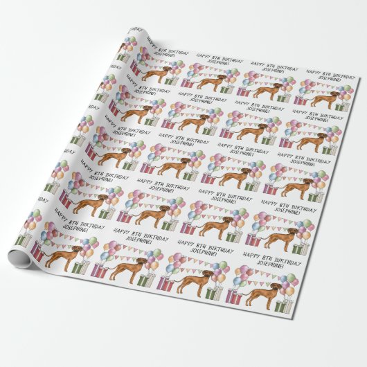 Rhodesian Ridgeback Kleurrijke Pastel Gelukkige Ve Cadeaupapier (Uitgerold)