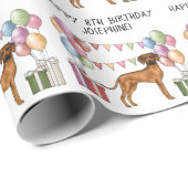 Rhodesian Ridgeback Kleurrijke Pastel Gelukkige Ve Cadeaupapier (Rol Hoek)