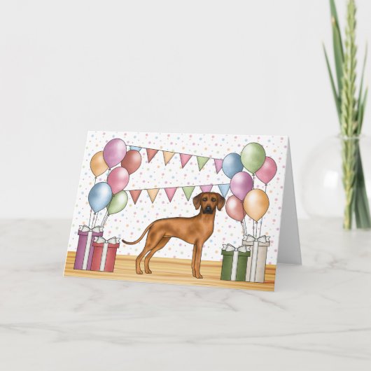 Rhodesian Ridgeback Kleurrijke Pastel Gelukkige Ve Kaart (Voorkant)