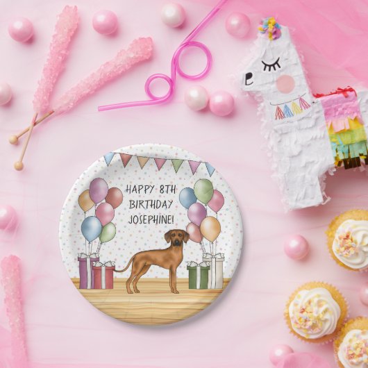 Rhodesian Ridgeback Kleurrijke Pastel Gelukkige Ve Papieren Bordje (Feest)